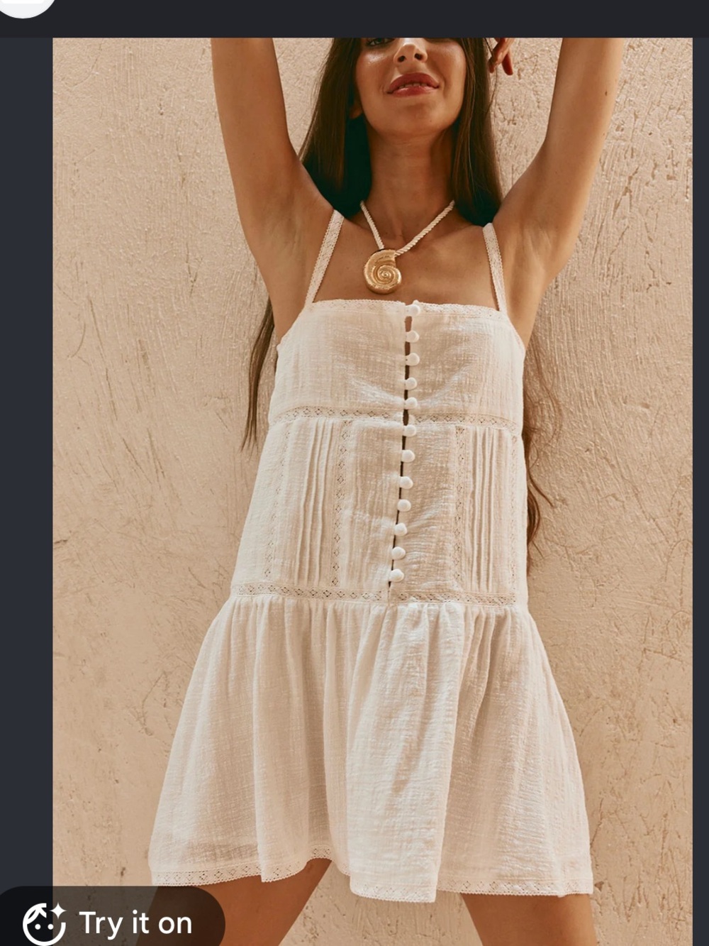 Sabo Skirt Cream Eli thin strap Button-Front Mini Dress NWT XS